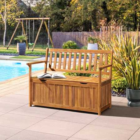 Alaterre Furniture Londonderry 47"WAcacia Wood Outdoor Storage Bench ANLD01ANO